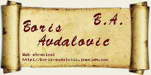 Boris Avdalović vizit kartica